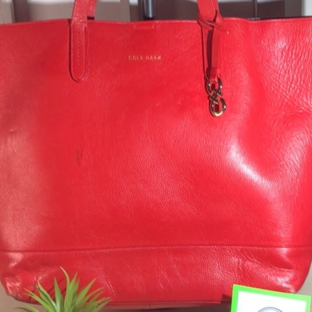 Cole Hahn ~ Large Red Pebbled Leather Handbag